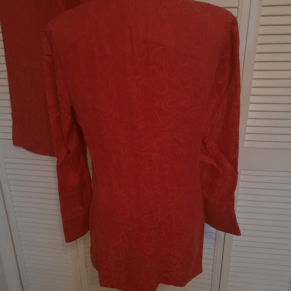 Carlisle rust paisley linen suit blazer hi waist pants sz 6/8 *F - Picture 4 of 6
